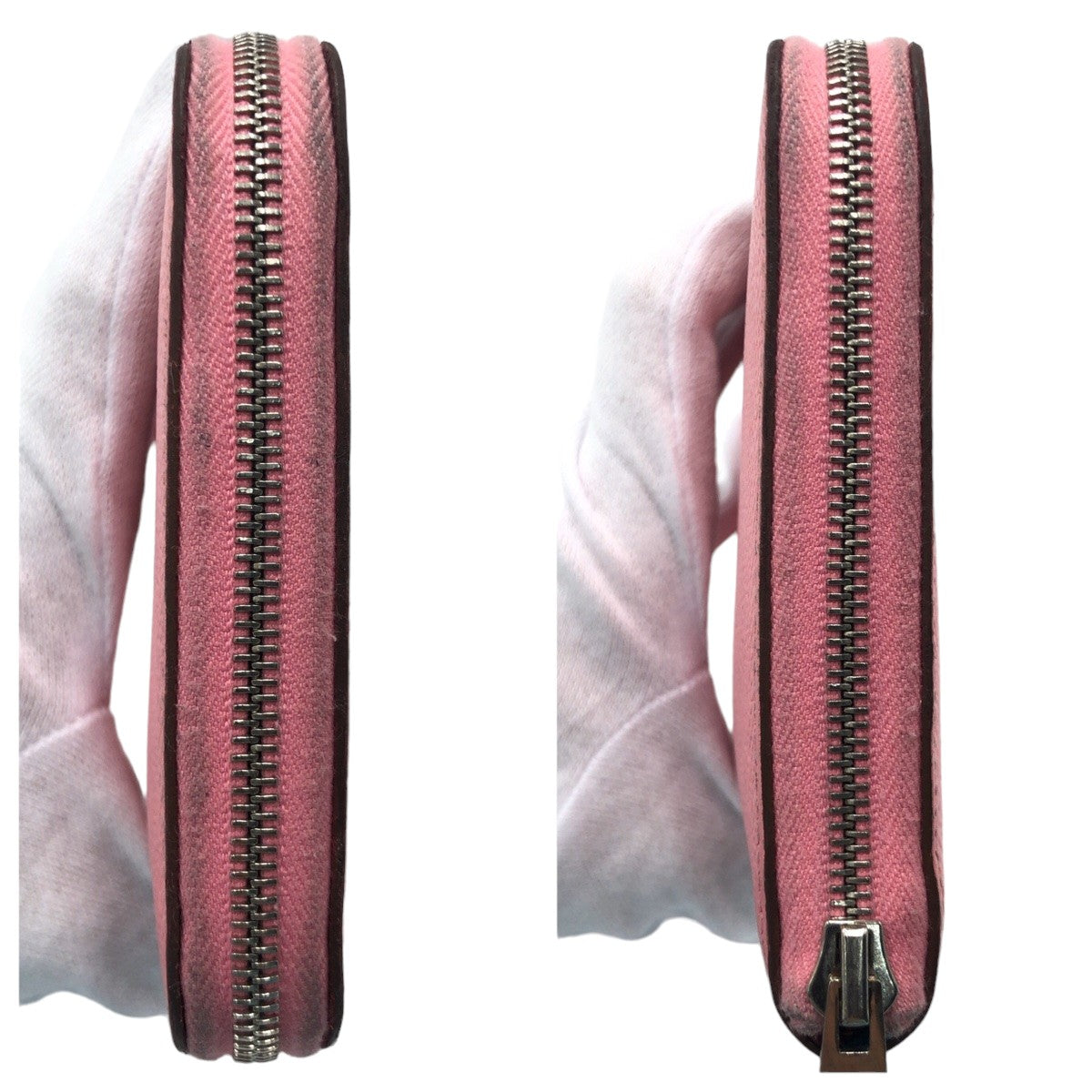 10418
HERMES エルメス アザップ ロング シルクイン ローズコンフェッティ ピンク シルバー金具 ヴォーエプソン 長財布 ロングウォレット ラウンドファスナー T刻印  レディース