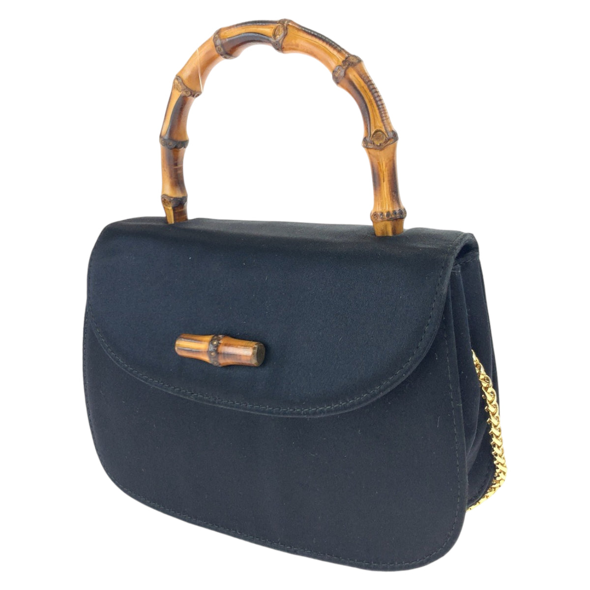 H-00594
GUCCI グッチ ヴィンテージ オールドグッチ バンブー ブラック 黒 ブラウン 茶 サテン 005 781 0258 チェーンショルダーバッグ ハンドバッグ 2way  レディース