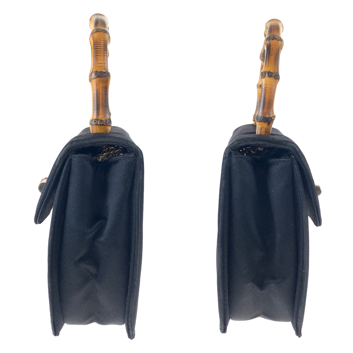 H-00594
GUCCI グッチ ヴィンテージ オールドグッチ バンブー ブラック 黒 ブラウン 茶 サテン 005 781 0258 チェーンショルダーバッグ ハンドバッグ 2way  レディース