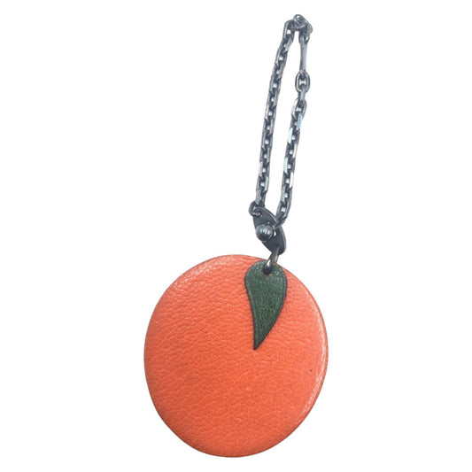 HERMES エルメス フルーツチャーム オレンジ オレンジ 橙 シルバー金具 レザー キーホルダー キーチャーム ストラップ  レディース