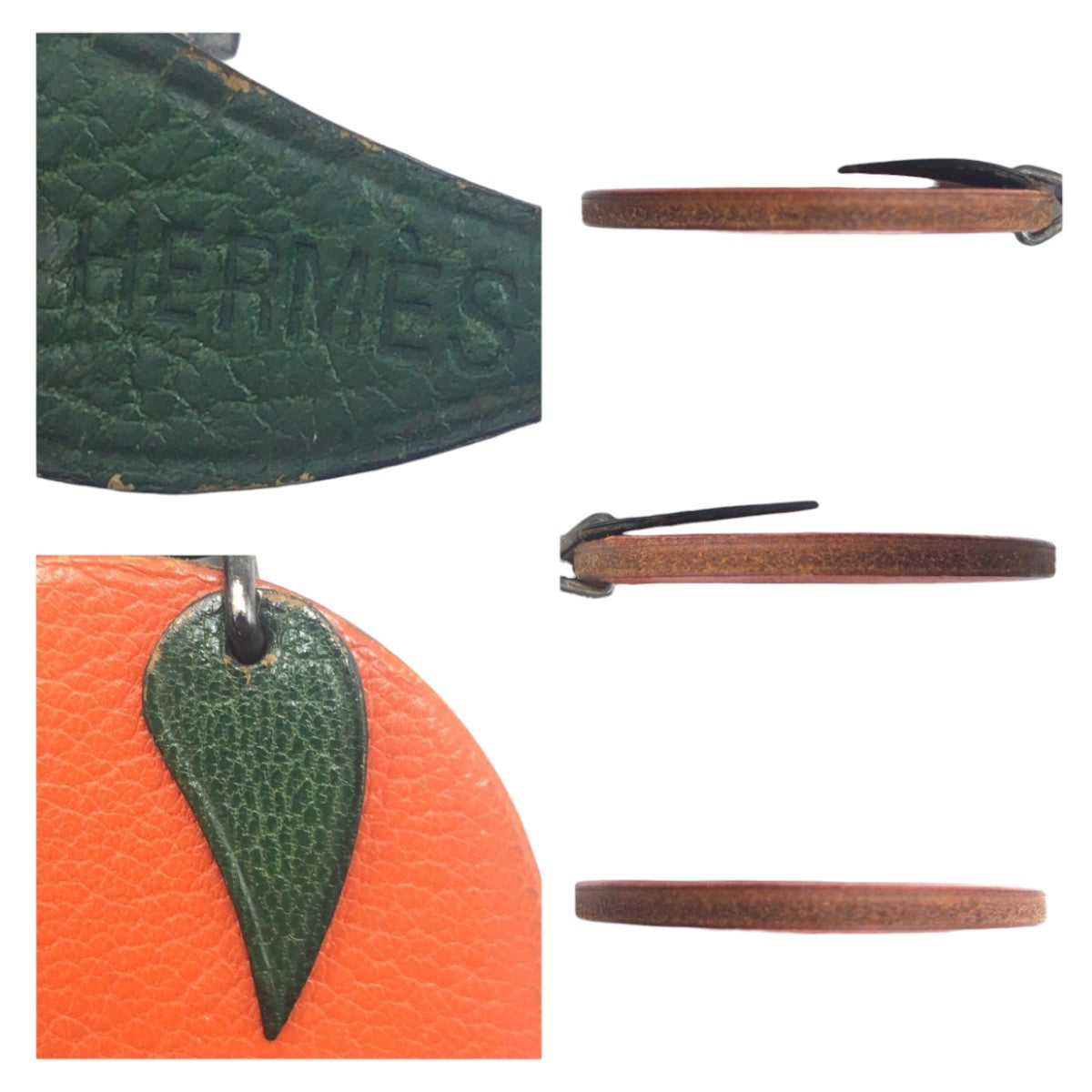 HERMES エルメス フルーツチャーム オレンジ オレンジ 橙 シルバー金具 レザー キーホルダー キーチャーム ストラップ  レディース