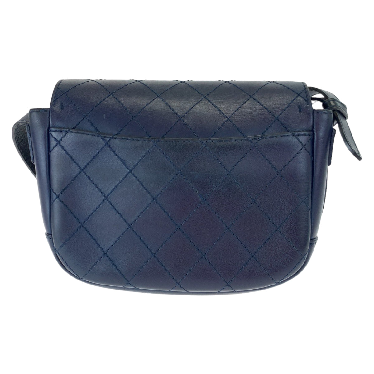 CHANEL シャネル ステッチ ダブルフラップ ココマーク ネイビー 紺 ゴールド金具 カーフ ショルダーバッグ 斜め掛け  レディース