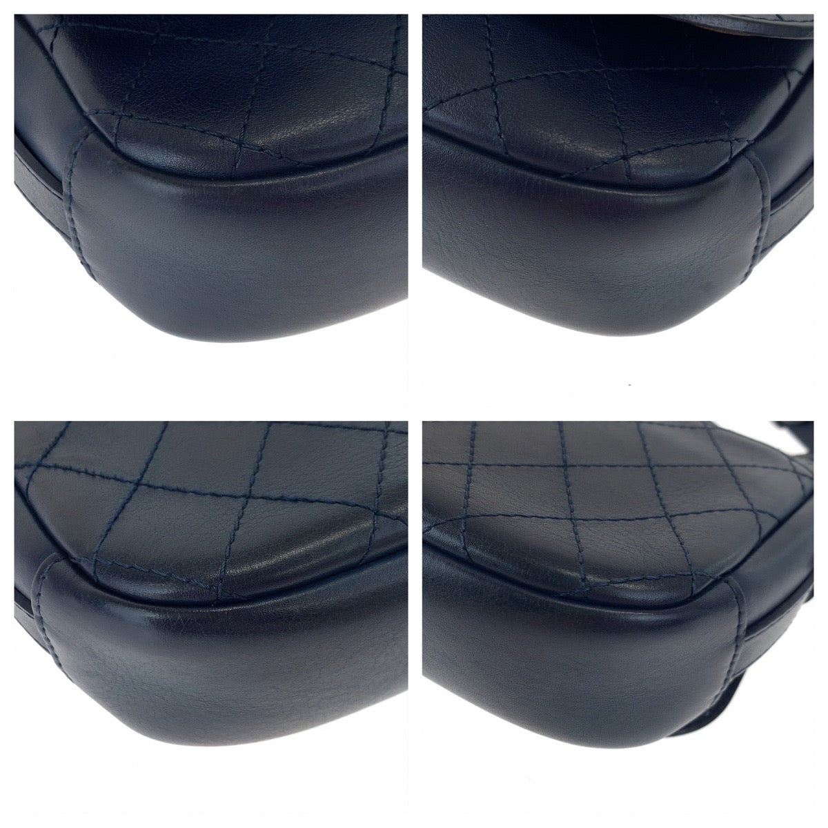 CHANEL シャネル ステッチ ダブルフラップ ココマーク ネイビー 紺 ゴールド金具 カーフ ショルダーバッグ 斜め掛け  レディース
