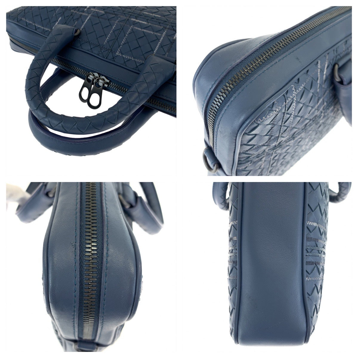 BOTTEGAVENETA Bottega Veneta Intrecciato Atlas Blue / Nappa Leather Briefcase Business Bag for Men