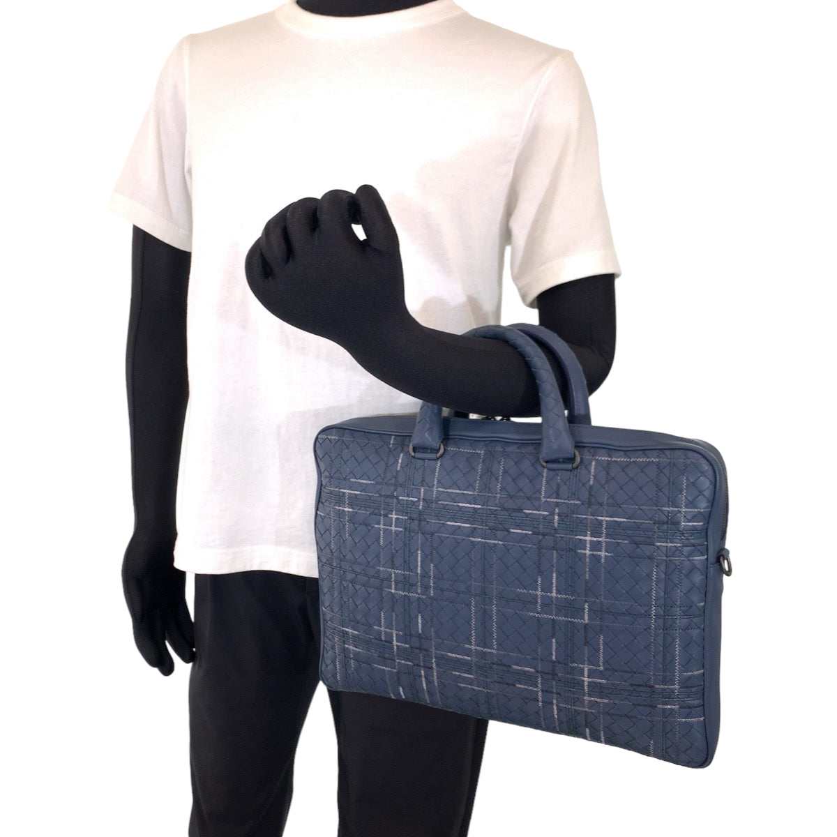 BOTTEGAVENETA Bottega Veneta Intrecciato Atlas Blue / Nappa Leather Briefcase Business Bag for Men