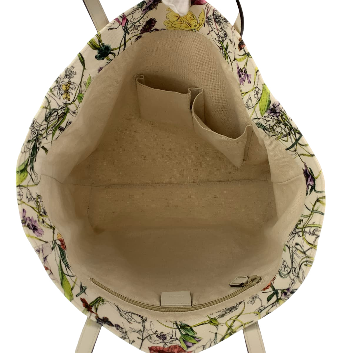 10420
 GUCCI Flora White Multicolor Canvas 282439 Tote Bag Handbag Women's