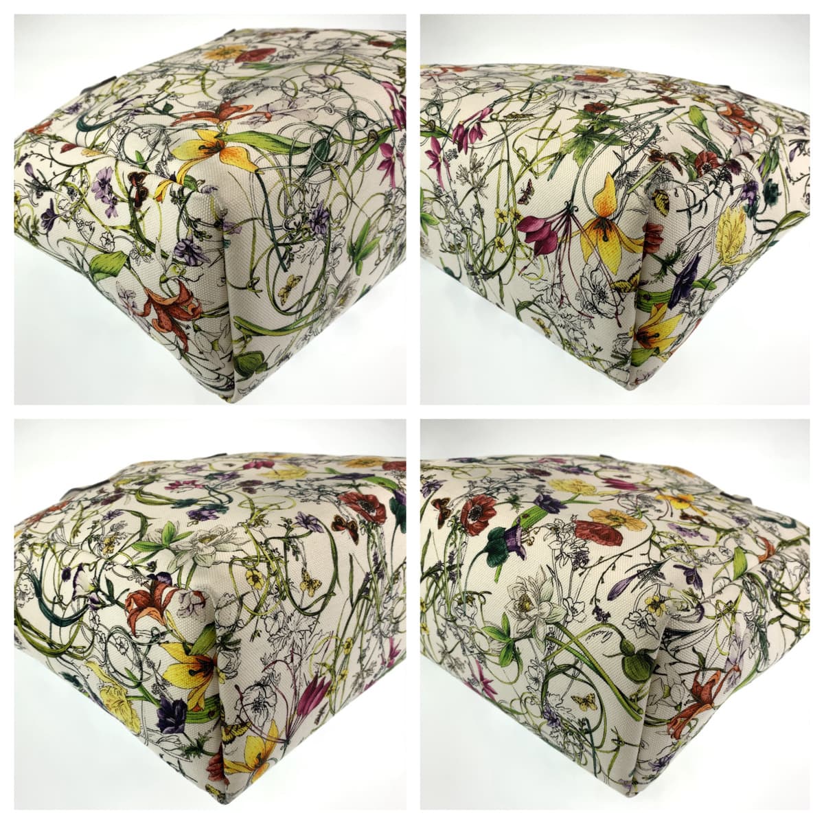 10420
 GUCCI Flora White Multicolor Canvas 282439 Tote Bag Handbag Women's