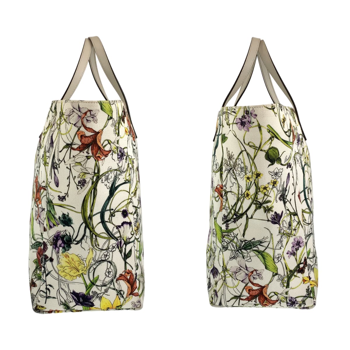 10420
 GUCCI Flora White Multicolor Canvas 282439 Tote Bag Handbag Women's