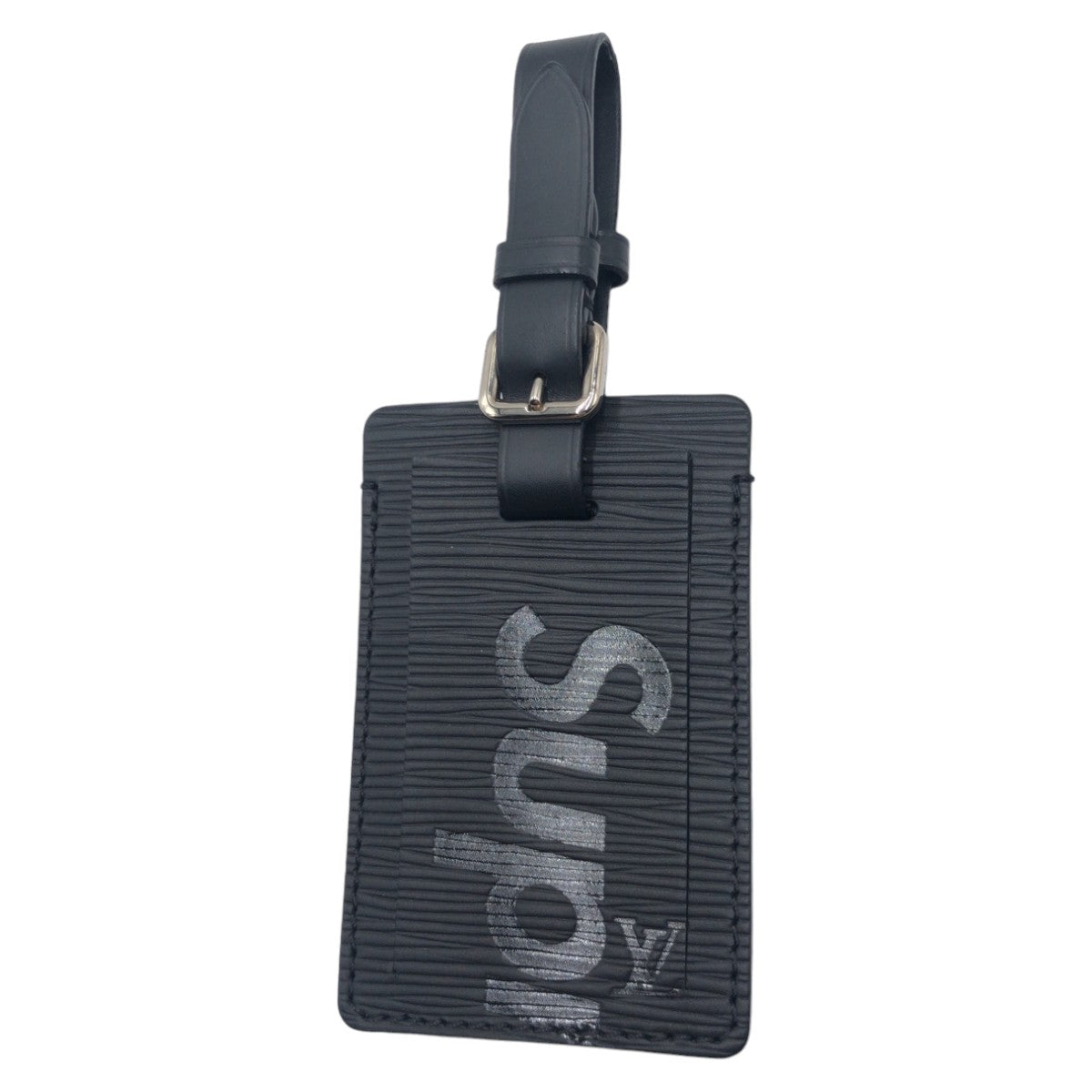 LOUIS VUITTON ルイヴィトン 17AW LV×Supreme コラボ ブラック 黒 シルバー金具 レザー M67726 ネームタグ ラゲッジタグ  メンズ