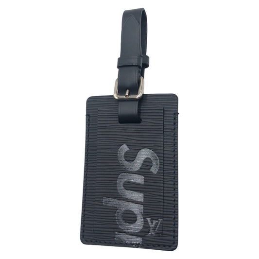 LOUIS VUITTON ルイヴィトン 17AW LV×Supreme コラボ ブラック 黒 シルバー金具 レザー M67726 ネームタグ ラゲッジタグ  メンズ
