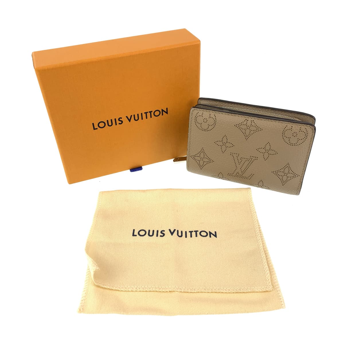 LOUIS VUITTON ルイヴィトン ポルトフォイユ クレア ガレ ベージュ モノグラムマヒナ M80817 二つ折り財布 コンパクトウォレット  レディース