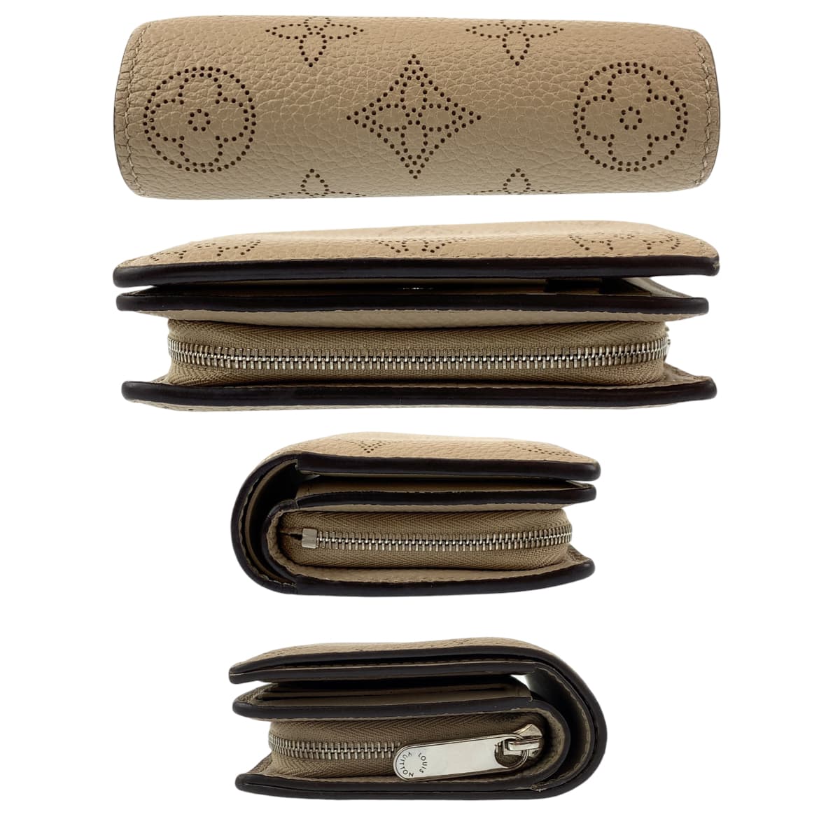 LOUIS VUITTON ルイヴィトン ポルトフォイユ クレア ガレ ベージュ モノグラムマヒナ M80817 二つ折り財布 コンパクトウォレット  レディース