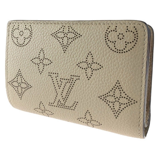 LOUIS VUITTON Louis Vuitton Monogram Mahina Portefeuille Claire Gale Beige Silver Hardware Calfskin / Mahina M80817 Bi-fold Wallet Billfold Women's