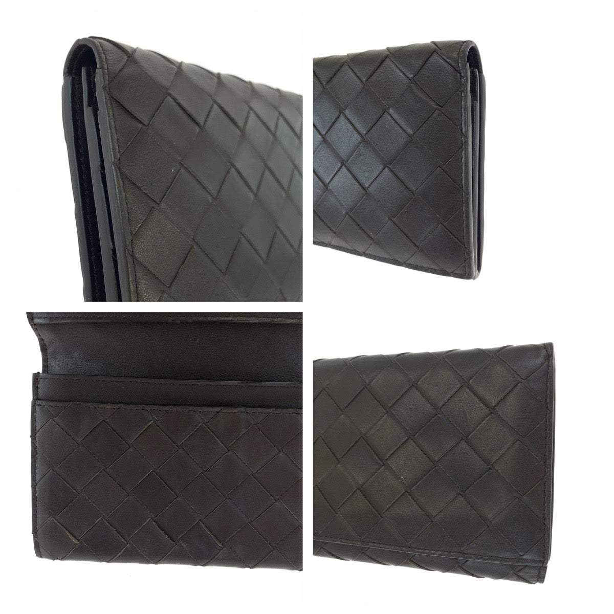 10423
 BOTTEGAVENETA Bottega Veneta Maxi Intrecciato Brown Calfskin PO2255077B Long Wallet for Men