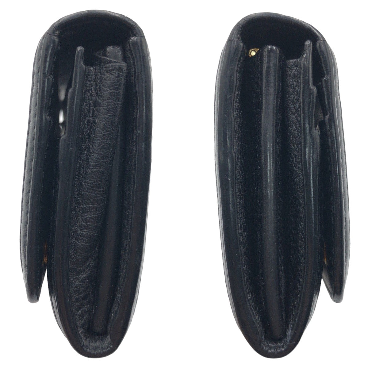 PRADA Vitello Dino Unisex Black Gold Hardware Leather Long Wallet Women's