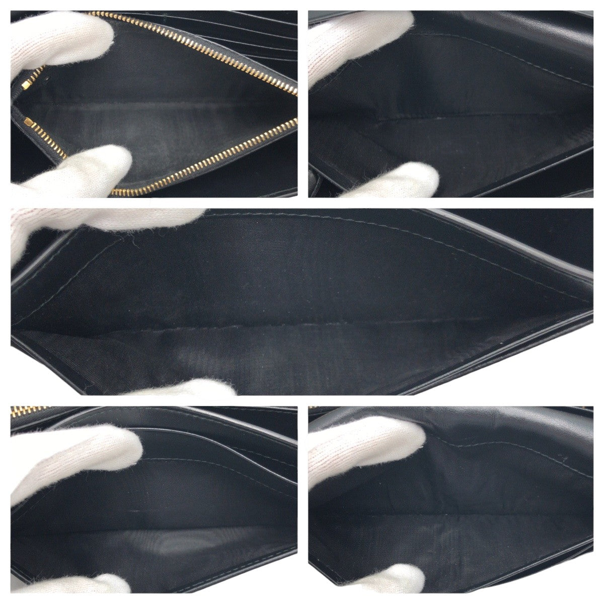 PRADA Vitello Dino Unisex Black Gold Hardware Leather Long Wallet Women's