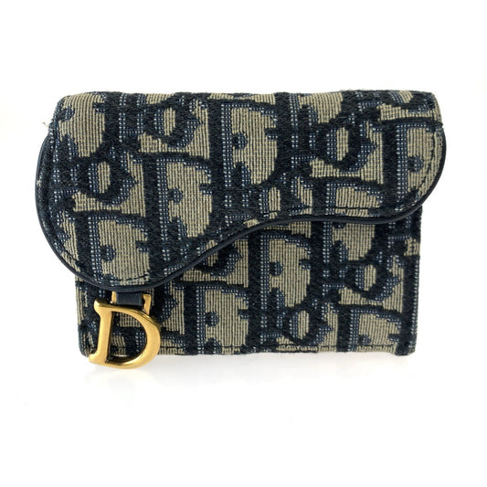 H-00601
Dior ディオール オブリークジャガード サドルロータス ネイビー 紺 ベージュ ゴールド金具 キャンバス / レザー S5653CTZQ 三つ折り財布 ミニ財布  レディース