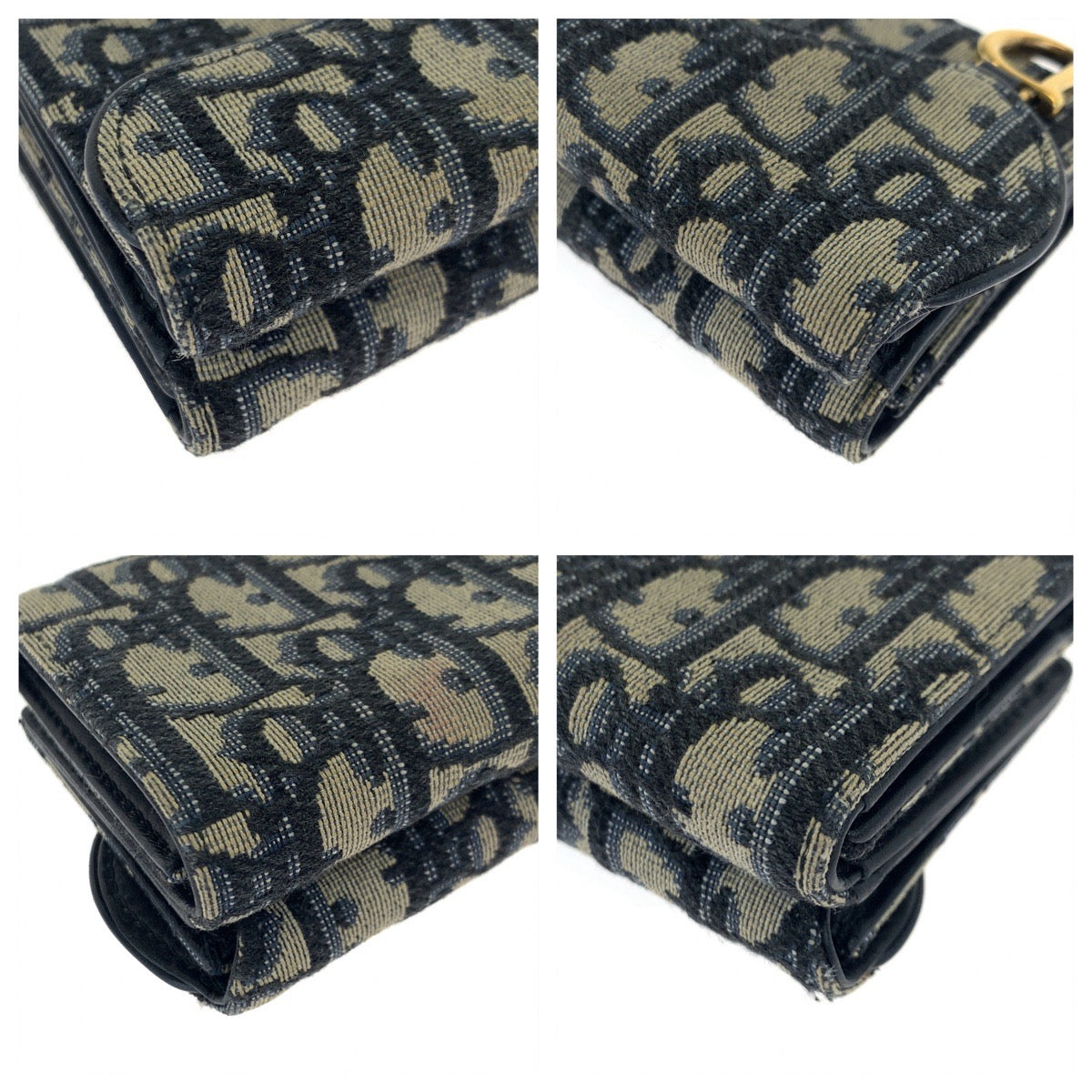 H-00601
Dior ディオール オブリークジャガード サドルロータス ネイビー 紺 ベージュ ゴールド金具 キャンバス / レザー S5653CTZQ 三つ折り財布 ミニ財布  レディース