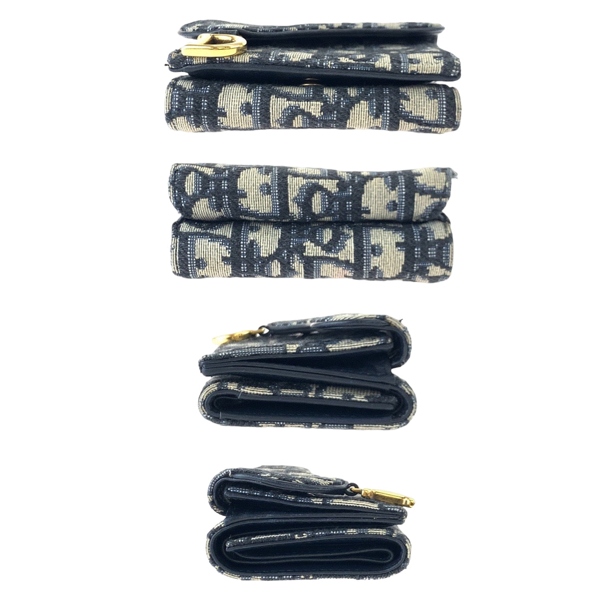 H-00601
Dior ディオール オブリークジャガード サドルロータス ネイビー 紺 ベージュ ゴールド金具 キャンバス / レザー S5653CTZQ 三つ折り財布 ミニ財布  レディース