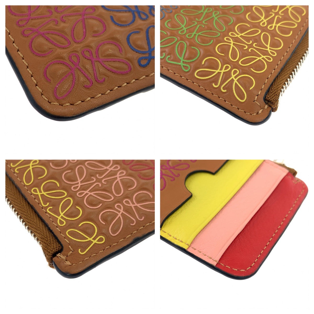 H-00606
LOEWE ロエベ リピート アナグラム タン ブラウン 茶 マルチカラー レザー 261920 コインケース カードケース フラグメントケース  レディース