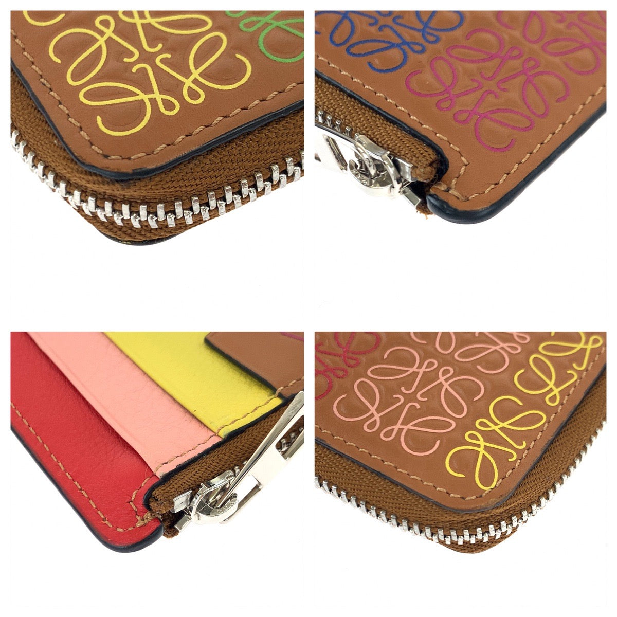H-00606
LOEWE ロエベ リピート アナグラム タン ブラウン 茶 マルチカラー レザー 261920 コインケース カードケース フラグメントケース  レディース
