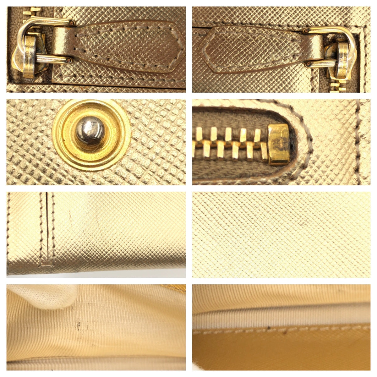 10432
 PRADA Prada Saffiano Gold Leather Y01724 Long Wallet for Women