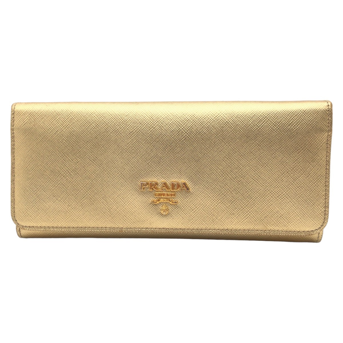 10432
 PRADA Prada Saffiano Gold Leather Y01724 Long Wallet for Women