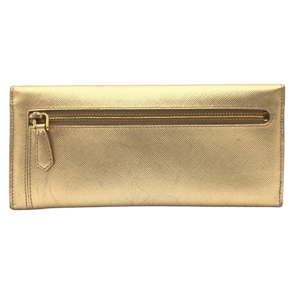 10432
 PRADA Prada Saffiano Gold Leather Y01724 Long Wallet for Women