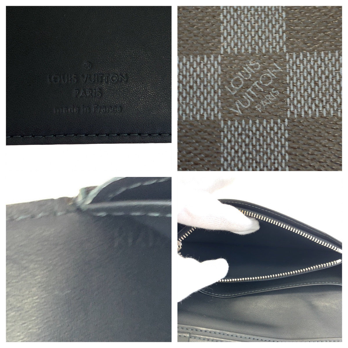 10433
 LOUIS VUITTON Damier Cobalt Portefeuille Plaza Black Gray PVC M63212 Long Wallet Billfold Men's