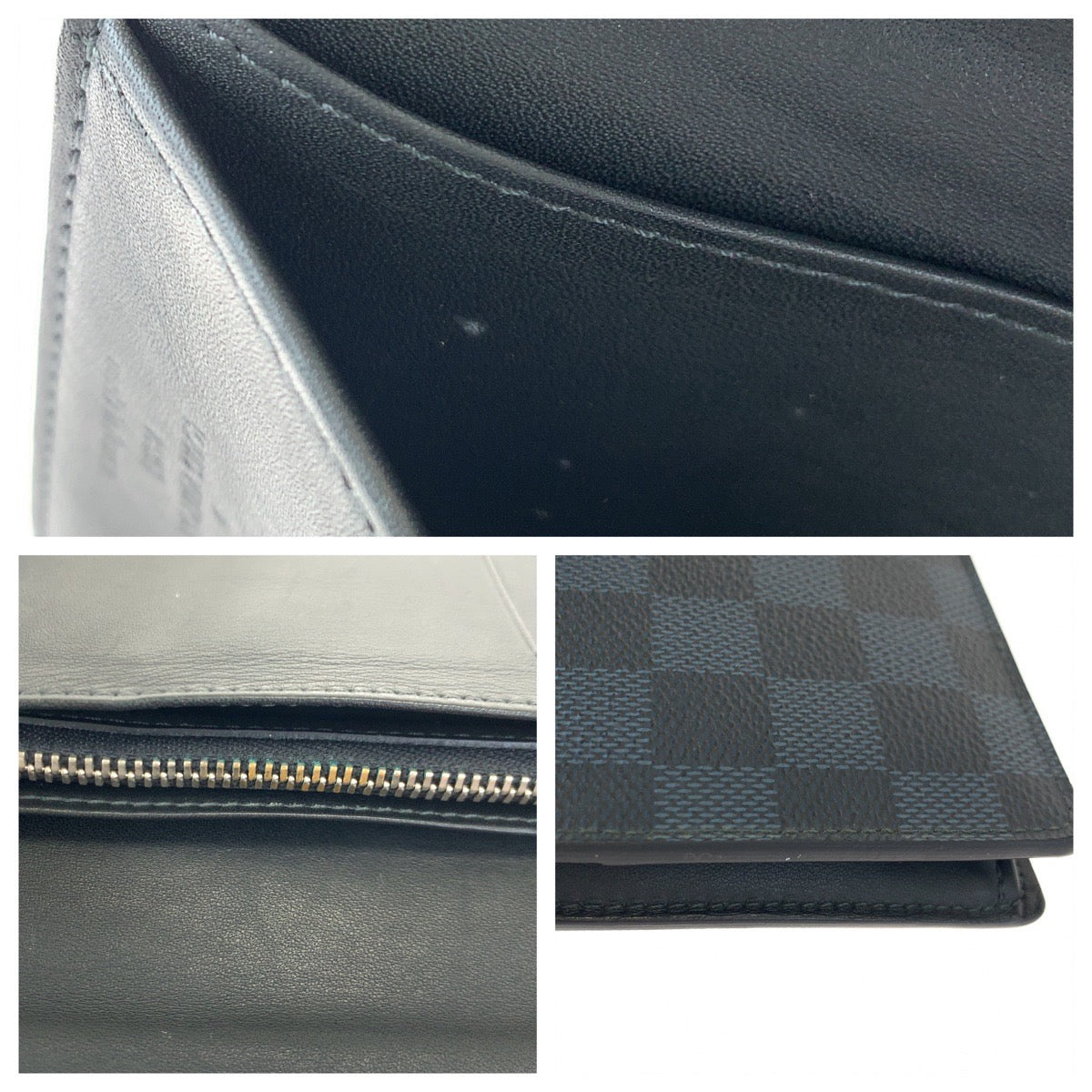 10433
 LOUIS VUITTON Damier Cobalt Portefeuille Plaza Black Gray PVC M63212 Long Wallet Billfold Men's