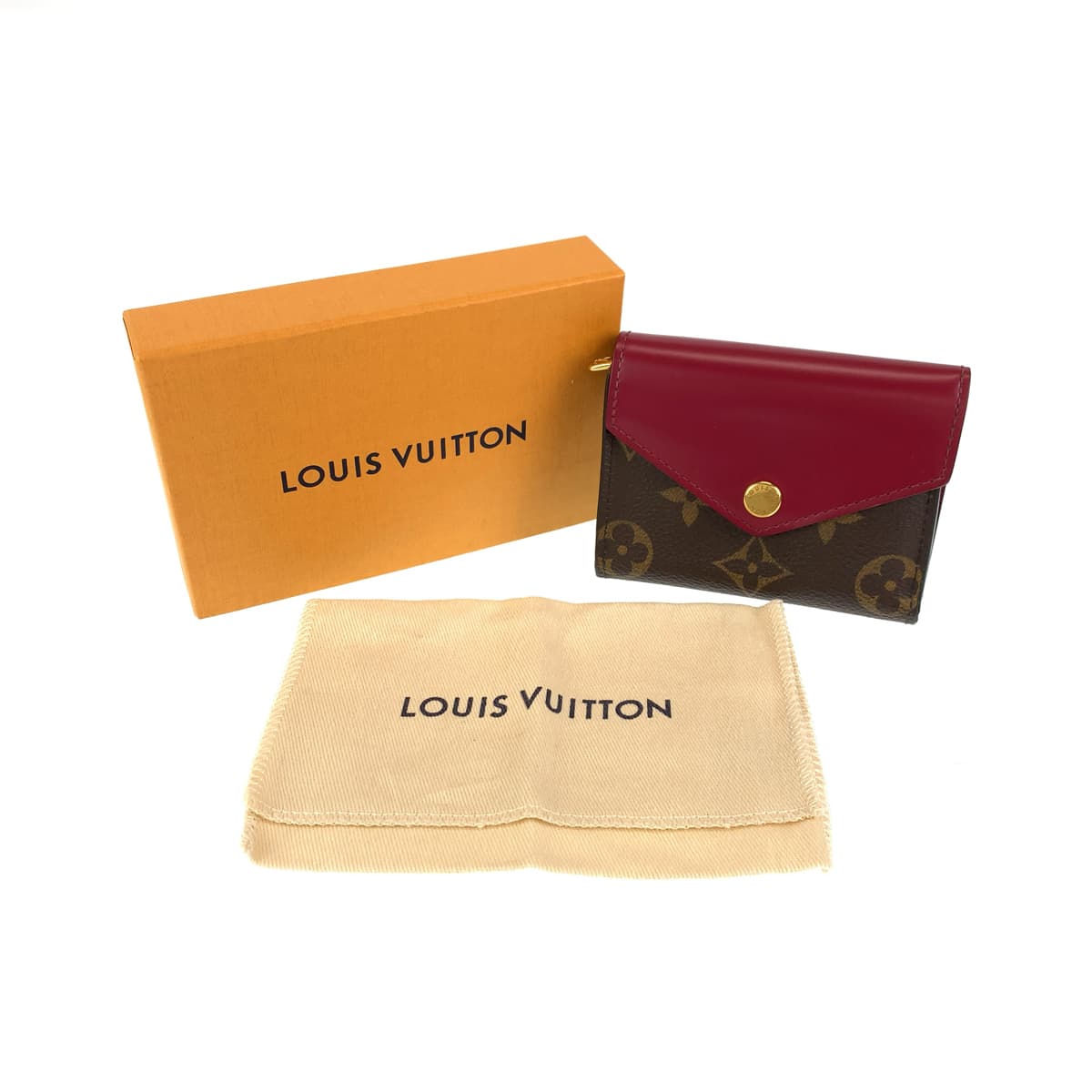 H-00609
LOUIS VUITTON ルイヴィトン モノグラム ポルトフォイユ ゾエ ヒューシャ ワインレッド ブラウン 茶 PVC / カーフ M62932 三つ折り財布 コンパクトウォレット  レディース