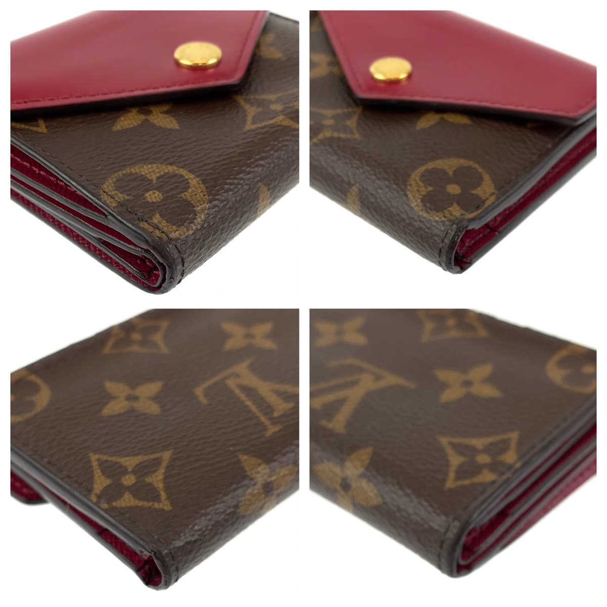H-00609
LOUIS VUITTON ルイヴィトン モノグラム ポルトフォイユ ゾエ ヒューシャ ワインレッド ブラウン 茶 PVC / カーフ M62932 三つ折り財布 コンパクトウォレット  レディース