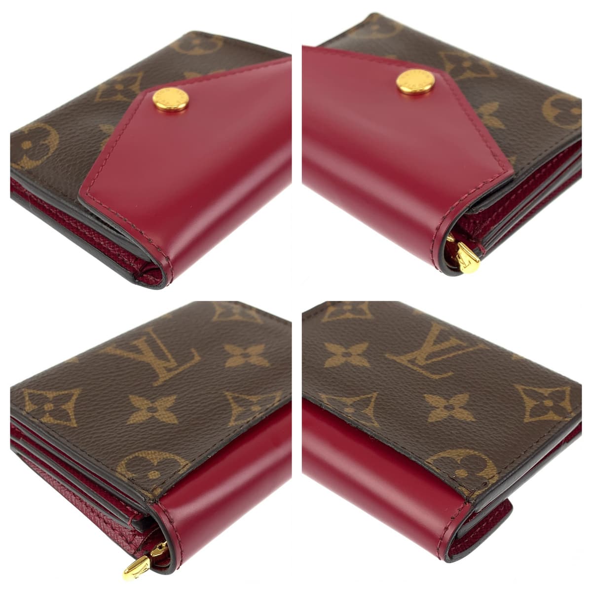 H-00609
LOUIS VUITTON ルイヴィトン モノグラム ポルトフォイユ ゾエ ヒューシャ ワインレッド ブラウン 茶 PVC / カーフ M62932 三つ折り財布 コンパクトウォレット  レディース