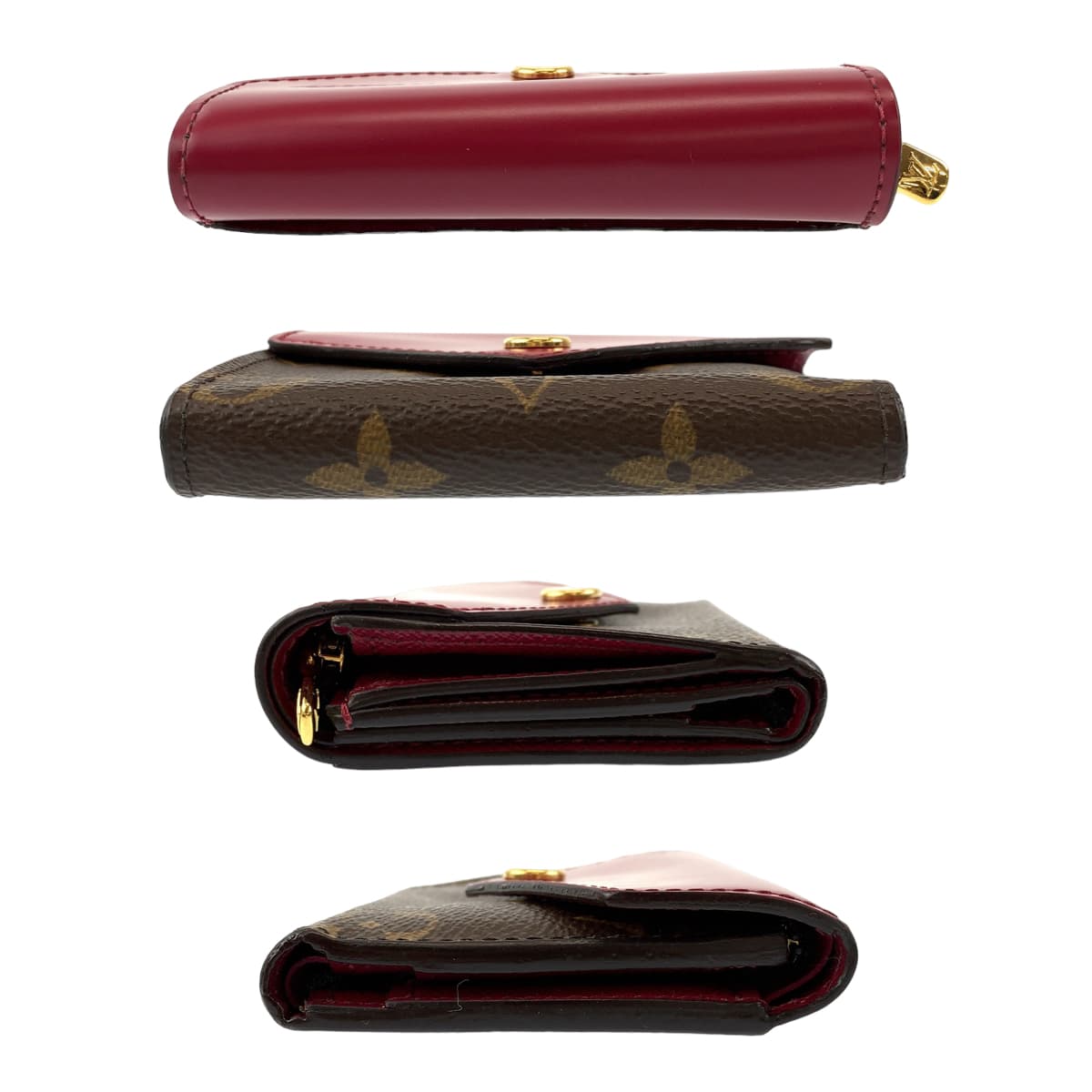 H-00609
LOUIS VUITTON ルイヴィトン モノグラム ポルトフォイユ ゾエ ヒューシャ ワインレッド ブラウン 茶 PVC / カーフ M62932 三つ折り財布 コンパクトウォレット  レディース