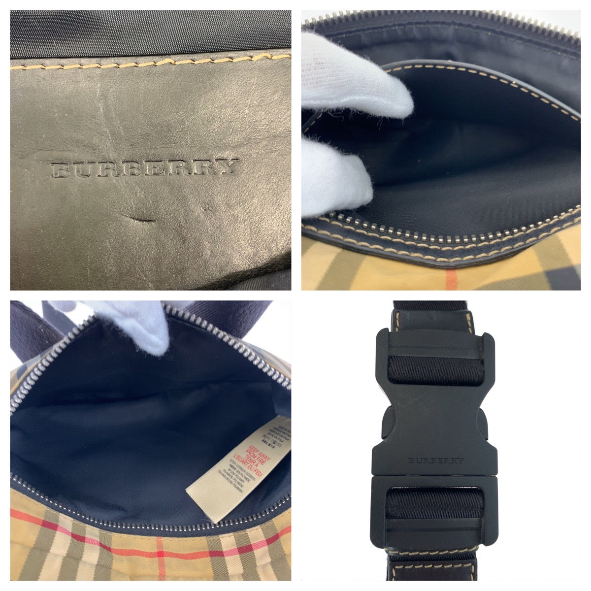 H-00610
BURBERRY バーバリー ビンテージチェック ブラウン 茶 ナイロン 8005521 ウエストバッグ ボディバッグ  レディース