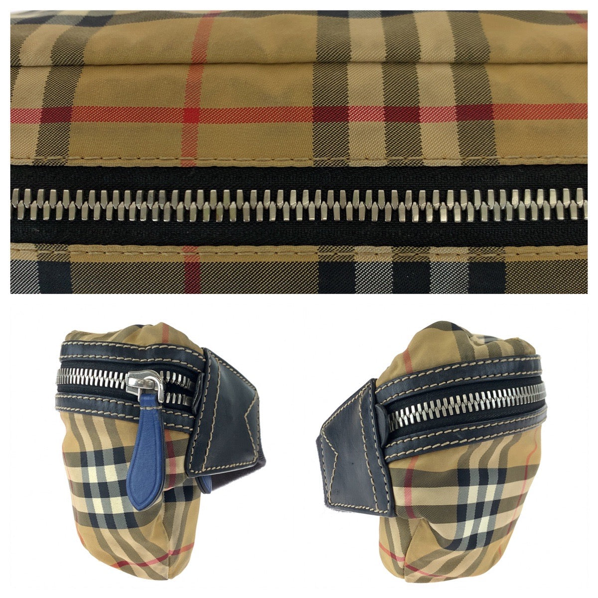 H-00610
BURBERRY バーバリー ビンテージチェック ブラウン 茶 ナイロン 8005521 ウエストバッグ ボディバッグ  レディース