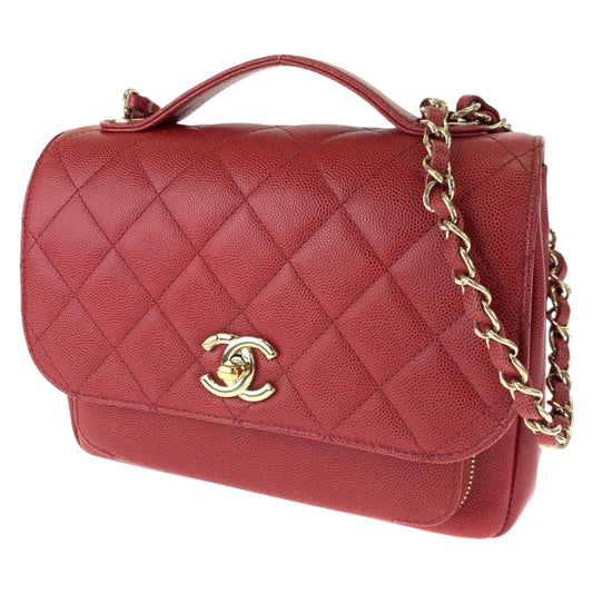 CHANEL シャネル マトラッセ シングルフラップ ビジネスアフィニティ ココマーク ターンロック レッド 赤 ゴールド金具 キャビアスキン ショルダーバッグ ハンドバッグ 2WAY  レディース