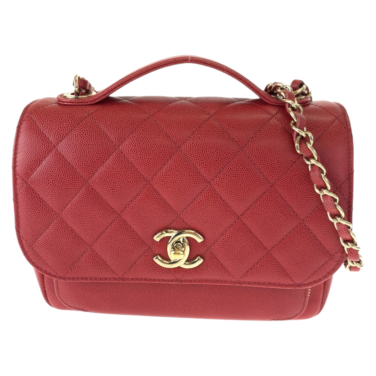 CHANEL シャネル マトラッセ シングルフラップ ビジネスアフィニティ ココマーク ターンロック レッド 赤 ゴールド金具 キャビアスキン ショルダーバッグ ハンドバッグ 2WAY  レディース