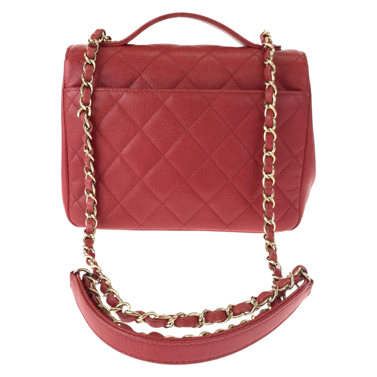 CHANEL シャネル マトラッセ シングルフラップ ビジネスアフィニティ ココマーク ターンロック レッド 赤 ゴールド金具 キャビアスキン ショルダーバッグ ハンドバッグ 2WAY  レディース