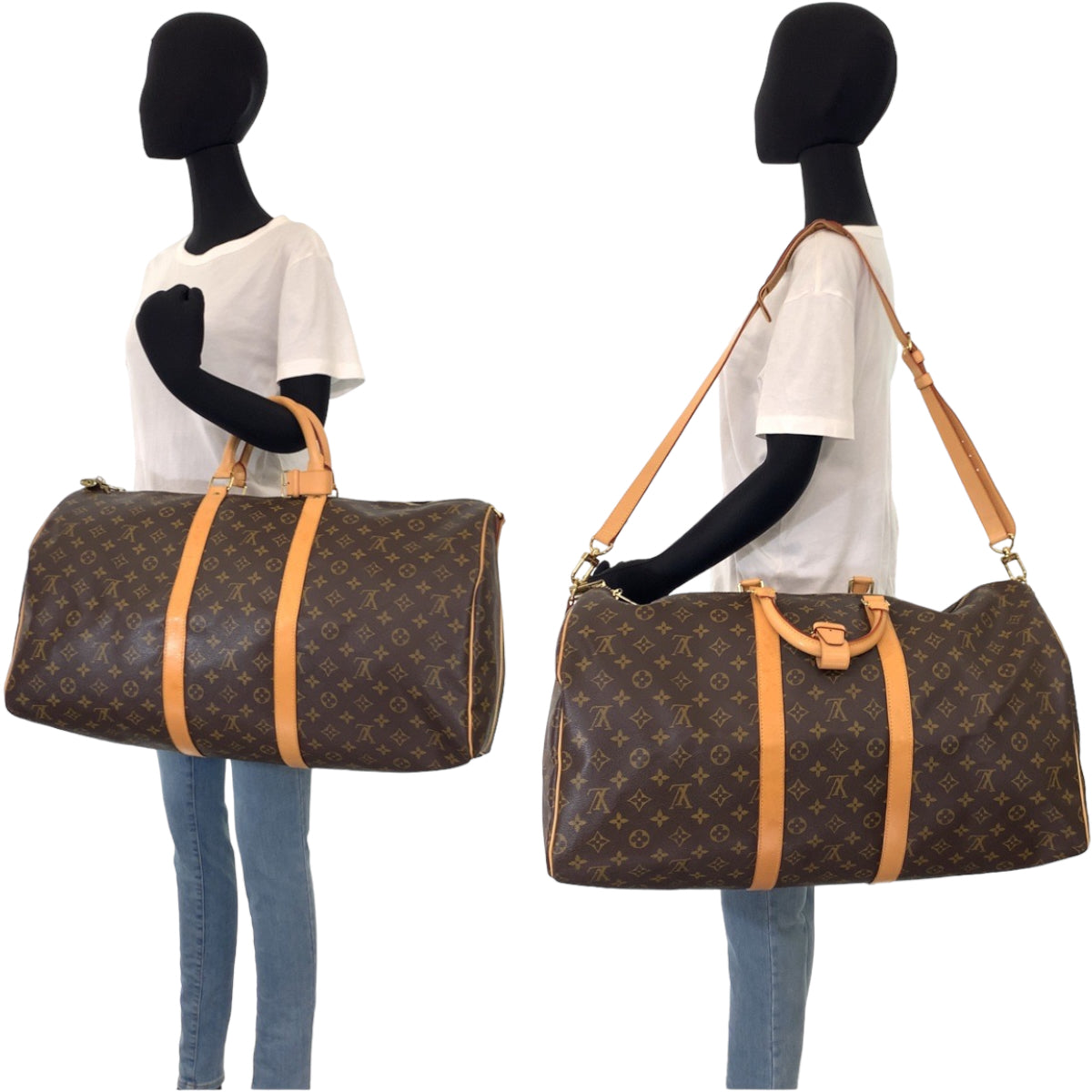 LOUIS VUITTON ルイヴィトン モノグラム キーポルバンドリエール55 ブラウン 茶 ゴールド金具 PVC M41414 ボストンバッグ 旅行バッグ 2way 男女兼用  レディース