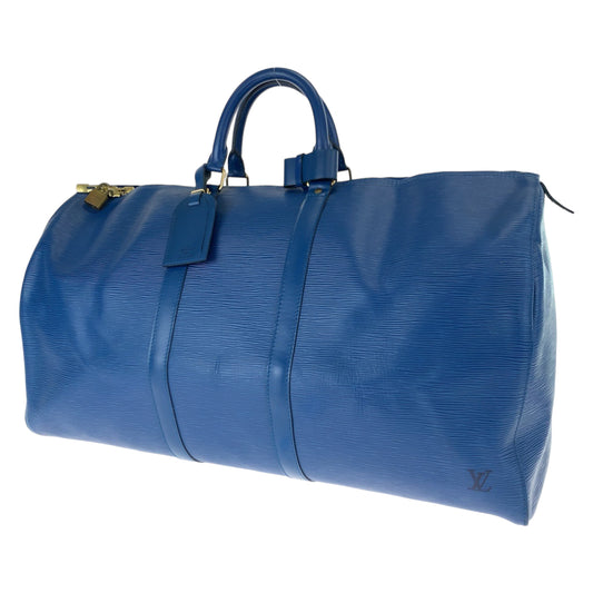 H-00611
LOUIS VUITTON ルイヴィトン エピ キーポル55 ブルー 青 ゴールド金具 エピレザー M42955 ボストンバッグ ハンドバッグ  メンズ