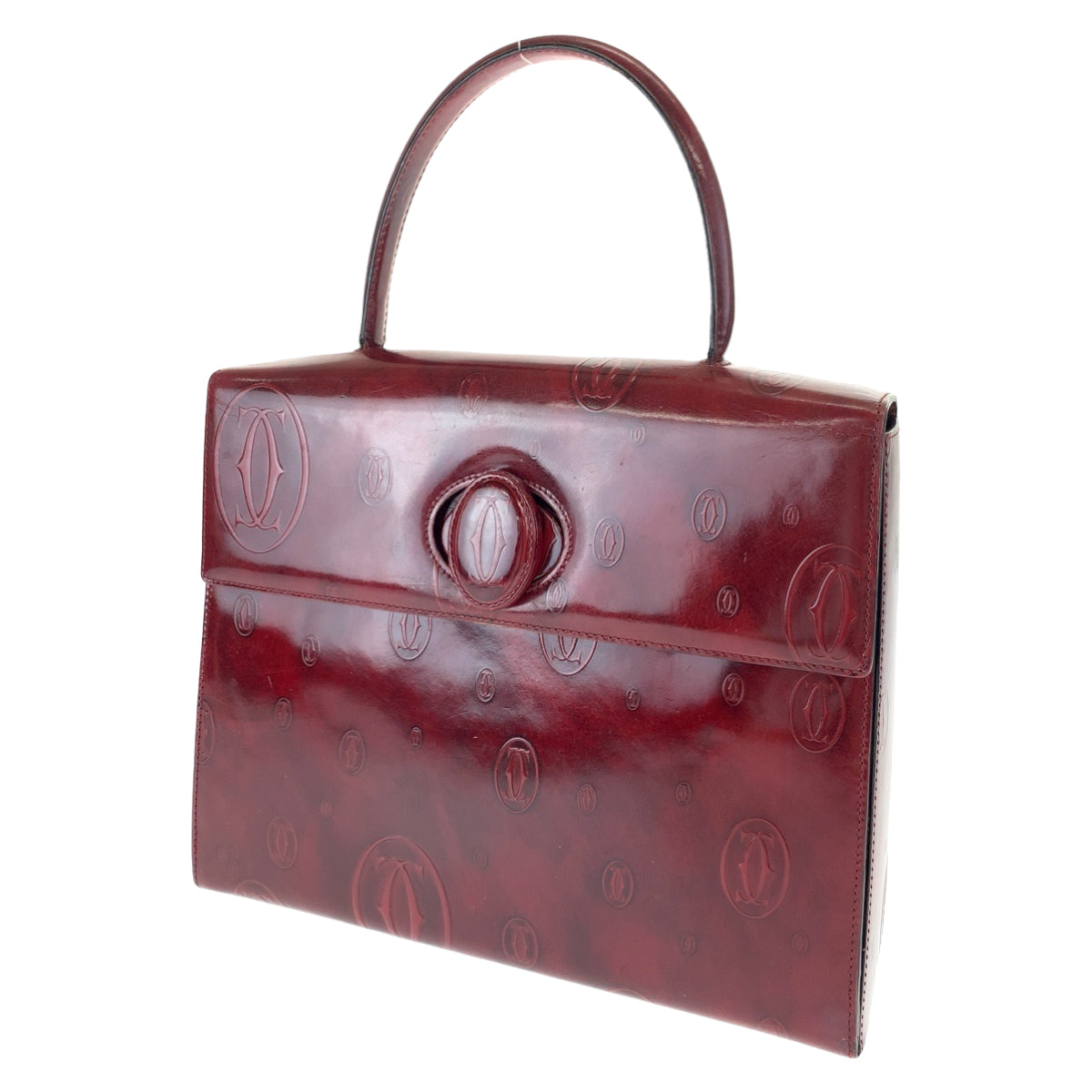 H-00612
CARTIER カルティエ ヴィンテージ ハッピーバースデー レッド 赤 パテントレザー ハンドバッグ トートバッグ  レディース