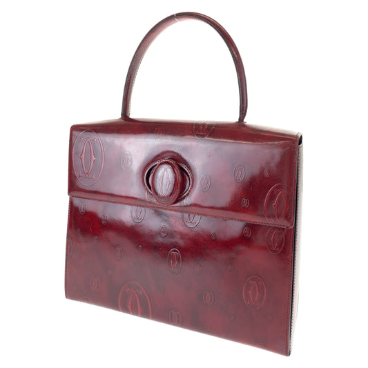H-00612
CARTIER カルティエ ヴィンテージ ハッピーバースデー レッド 赤 パテントレザー ハンドバッグ トートバッグ  レディース