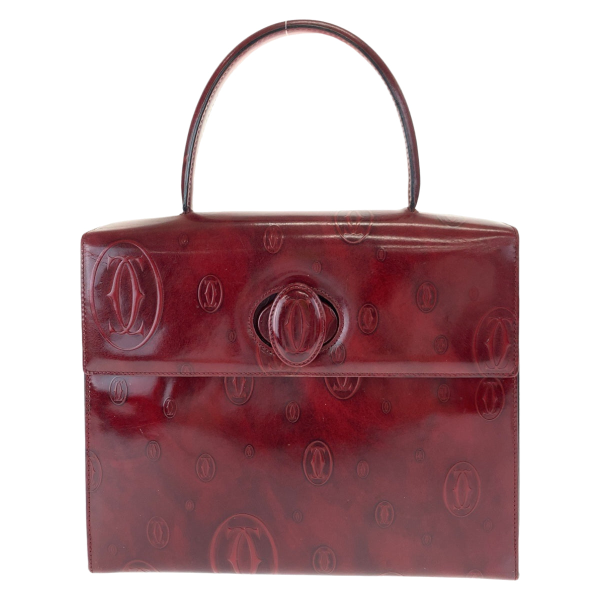 H-00612
CARTIER カルティエ ヴィンテージ ハッピーバースデー レッド 赤 パテントレザー ハンドバッグ トートバッグ  レディース