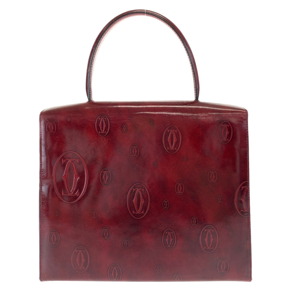 H-00612
CARTIER カルティエ ヴィンテージ ハッピーバースデー レッド 赤 パテントレザー ハンドバッグ トートバッグ  レディース