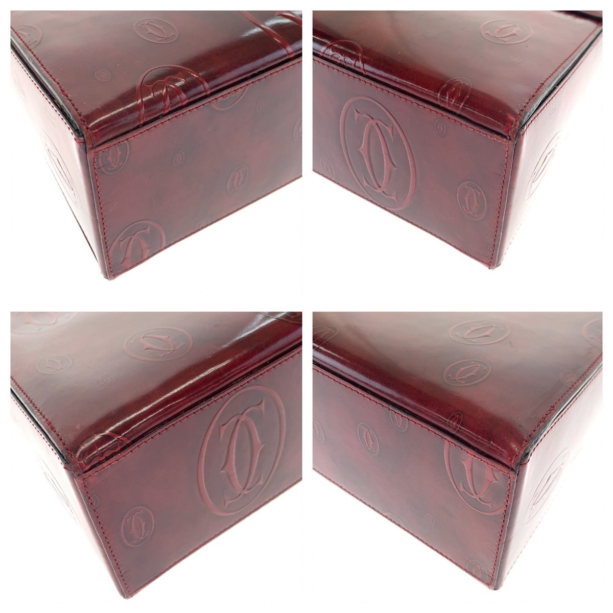 H-00612
CARTIER カルティエ ヴィンテージ ハッピーバースデー レッド 赤 パテントレザー ハンドバッグ トートバッグ  レディース
