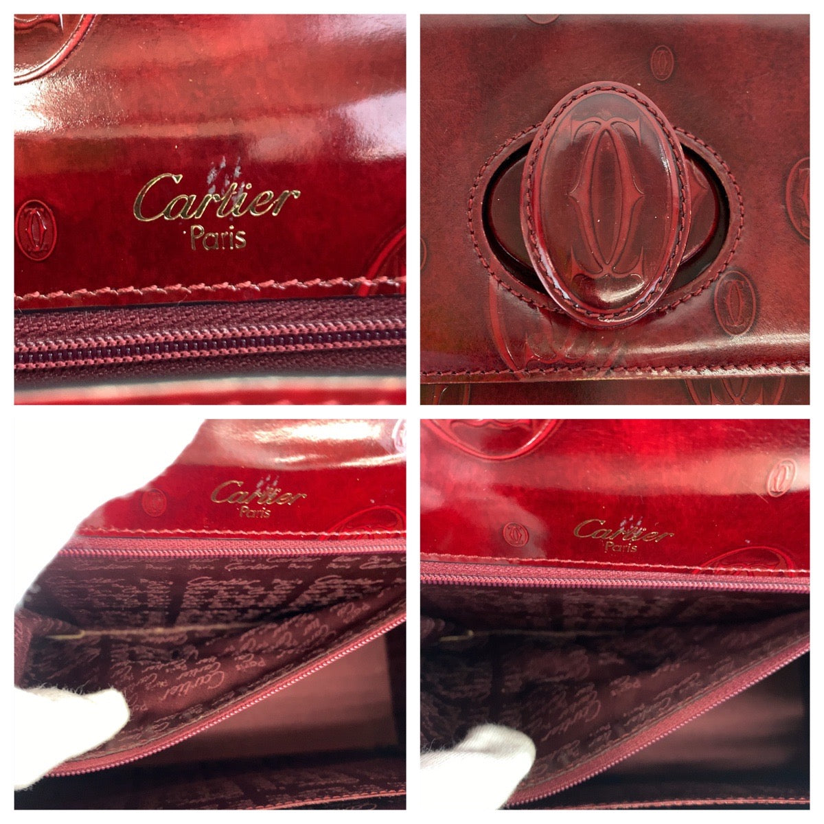 H-00612
CARTIER カルティエ ヴィンテージ ハッピーバースデー レッド 赤 パテントレザー ハンドバッグ トートバッグ  レディース