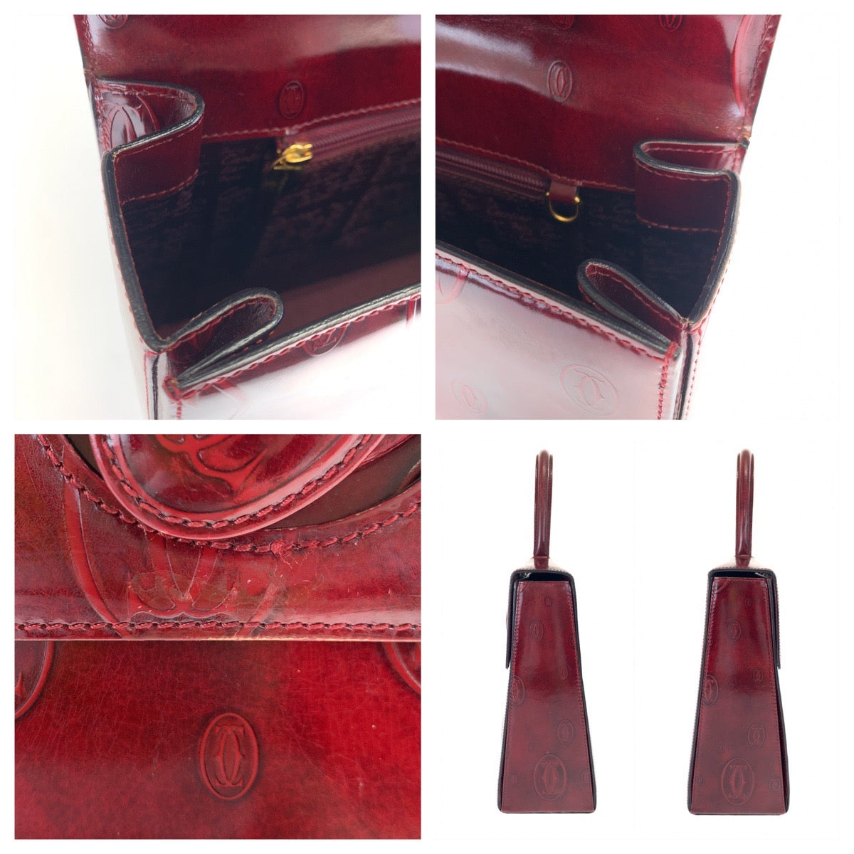 H-00612
CARTIER カルティエ ヴィンテージ ハッピーバースデー レッド 赤 パテントレザー ハンドバッグ トートバッグ  レディース