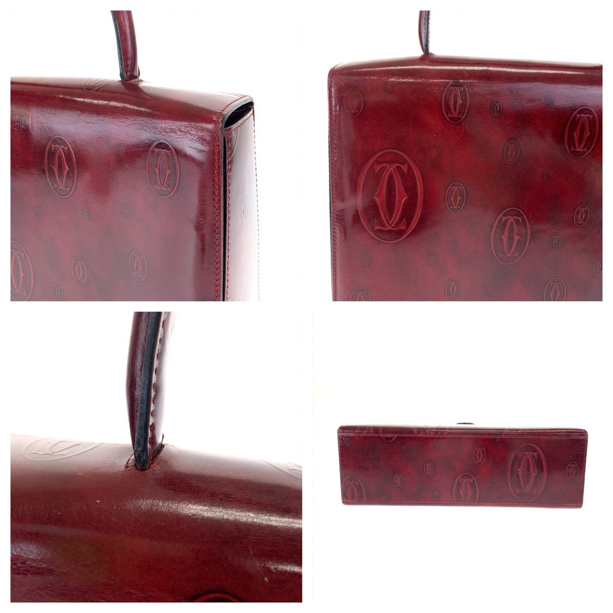 H-00612
CARTIER カルティエ ヴィンテージ ハッピーバースデー レッド 赤 パテントレザー ハンドバッグ トートバッグ  レディース