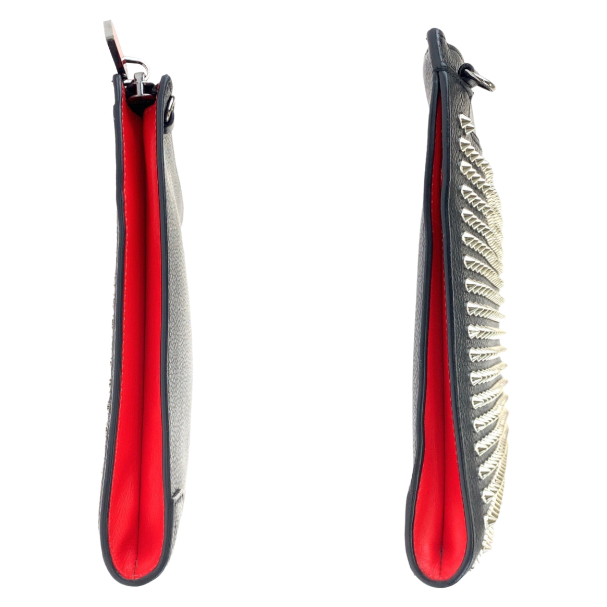 H-00613
Christian Louboutin クリスチャンルブタン パネトーネ ブラック 黒 レッド 赤 シルバー金具 レザー クラッチバッグ セカンドバッグ  メンズ